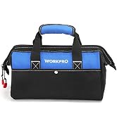 WORKPRO 13-inch Tool Bag, Wide Mouth Tool Tote Bag with Inside Pockets for Tool Storage