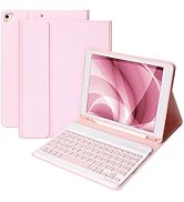 Keyboard Case for iPad 10.2" 9th 8th 7th Generation, with Detachable Bluetooth Keyboard and Penci...