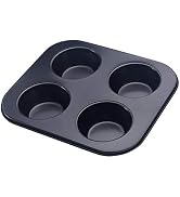 4-Hole Muffin Pan, Bakeware Non-stick Cupcake Baking Pan Mini Pie Pans , Heavy Duty Carbon Steel ...