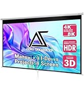 Akia Screens 100 inch Projector Screen Pull Down Manual B 16:9 8K 4K HD 3D Ceiling Wall Mount Whi...