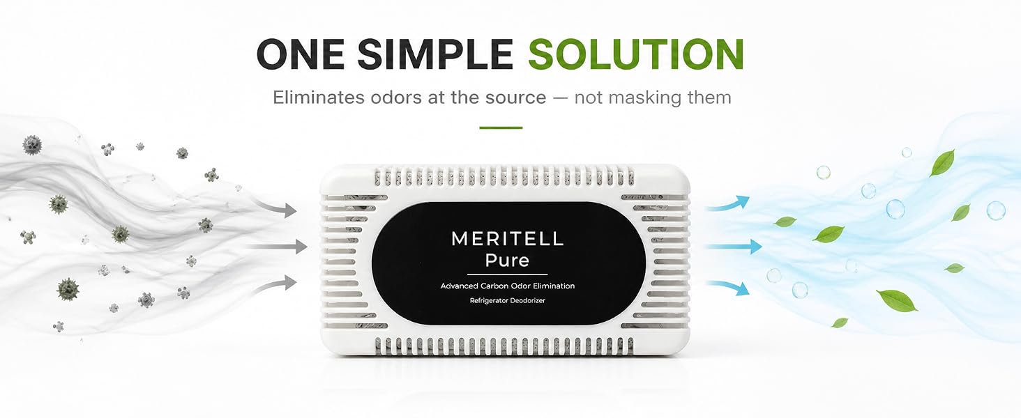 Meritell Pure deodorizer with airflow visualization removing fridge odors