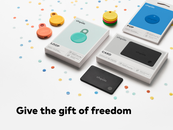 Text reads 'Give the gift of freedom'. Image displays multiple wireless Bluetooth speakers in various colors (orange, yellow, green, blue, white, black) with colorful abstract dots scattered around them.