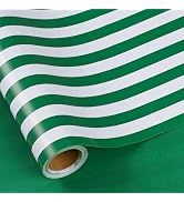 RUSPEPA Reversible Wrapping Paper Roll, Jumbo Roll, Green White Stripe and Solid Green Gift Wrap ...