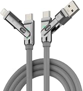 MFish 4-in-1 Fast Charging Cable, 6.6FT 240W PD 3.1 USB-A/USB-C to USB-C & Lightning, Silicone Mu...