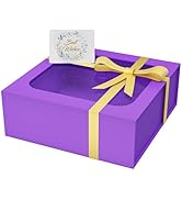 PSHVYM Gift Box with Window, 7.5x7.5x3 In Purple Gift Box for Presents Magnetic Lids Collapsible ...