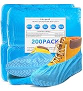 ioiopeak Disposable Shoe Covers 200 Pack (100 Pairs) - Durable, Non-Slip, Water Resistant, and Re...