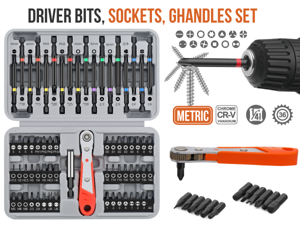 68pc 75mm and 25mm Long Hex Shank and Tamperproof Cr-V Screw Driver Bit Set