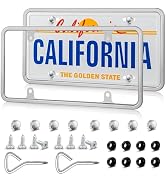 RED WOLF 2PCS Chrome License Plate Frame Top Installation Stainless Steel NO Obstruction Polished...