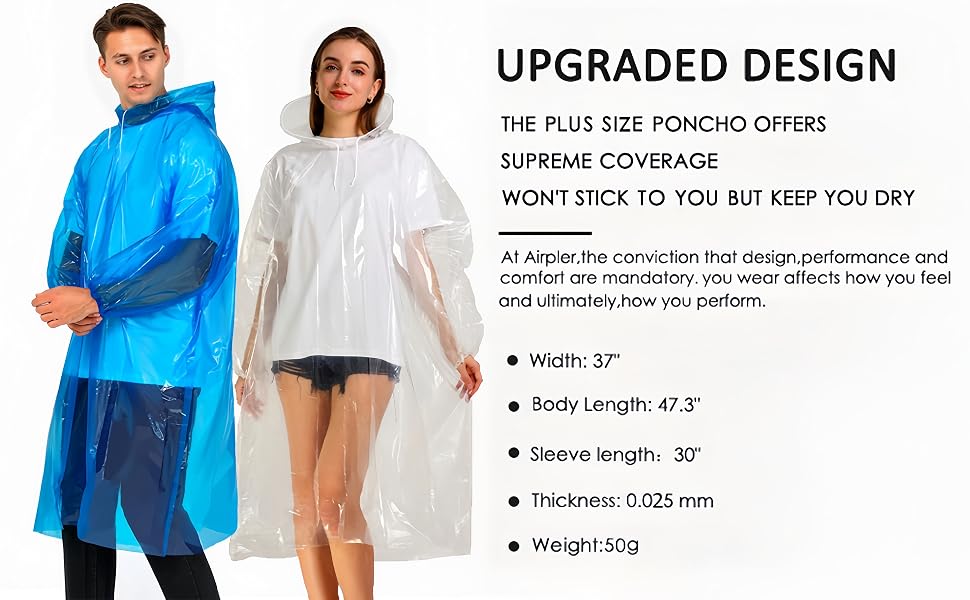 Rain ponchos Thicker bulk Lightweight adults women men clear blue raincoat family pack disney world