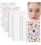 Teenitor Self Adhesive Face Gems, Pearl Stickers, Hair Accessories for Girls, Rave Accessories fo...