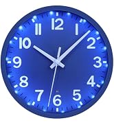 JoFomp LED Wall Clocks Battery Operated, 8 Inch Blue Luminous Wall Clocks for Living Room Decor, ...
