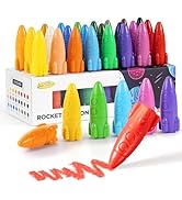 JUPITEARTH 24 Colors Crayons for Toddlers, Non-Toxic Washable Rocket Crayons, Easy-to-Hold Colori...