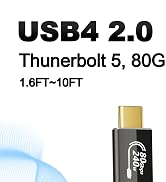 ZIKNYDO 16K for Thunderbolt 5 Cable 6.6FT/2m, USB C 80Gbps Data Transfer, 120Gbps Bandwidth for 1...