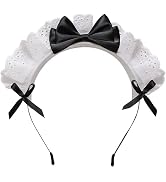 Galyacht Black Women Girls Lolita Headband Lace Bow Hair Band Maid Anime Cosplay Headwear Ribbon ...