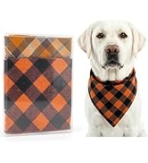 2 Pack Thick Triangle Dog Bandanas in Storage Box, Reversible Plaid Dog Bandanas Boy Girl, Washab...