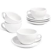 LE TAUCI 6 oz Cappuccino Cups with Saucers, Ceramic Coffee Cup for Au Lait, Double shot, Latte, C...