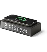 mooas 15W Slim Edge Mirror Wireless Charging Clock (Black), Max.15W Fast Wireless Charging, 12/24...
