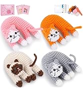 Fortuning's JDS Crochet Kit for Beginners, 4 Pack Funny Cat Crochet Kits, Animal Starter Crochet ...