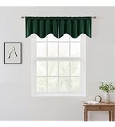 RYB HOME Scalloped Velvet Valances for Windows, Luxury Decorative Room Darkening Rod Pocket Toppe...