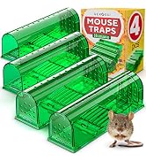 Humane Catch and Release Mouse Traps Pack of 4 - Perfect for House, Indoor & Outdoor - Easy Set D...