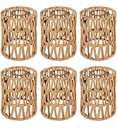 LUCORUSC 6 Pack Rattan Lamp Shades Boho Hanging Light Lamp Shades, Woven LampShades for Floor Lam...