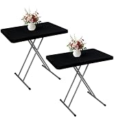 Wolkemer 2 Pack Black Fitted Tablecloth 20x30 Inch Rectangle Elastic Edges Table Cloth, Spandex S...
