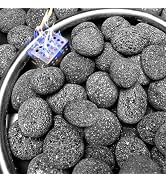 NUPICK 20lb Grey Tumbled Lava Rocks for Fire Pit, 1"-2" Volcanic Rock for Fireplace Indoor Outdoo...