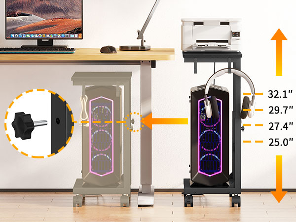 Computer Tower Stand with Charging Station