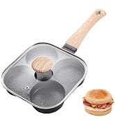 JUSTUP Nonstick Egg Frying Pan, Egg Divided Grill Pan, Heat Resistant Handle 3 Section Skillet, O...