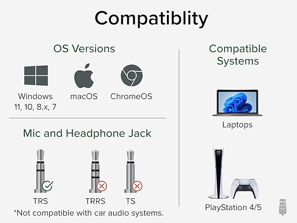 Plugable USB Audio Adapter with 3.5mm jacks, driverless, compatible with Windows, Mac, and Linux