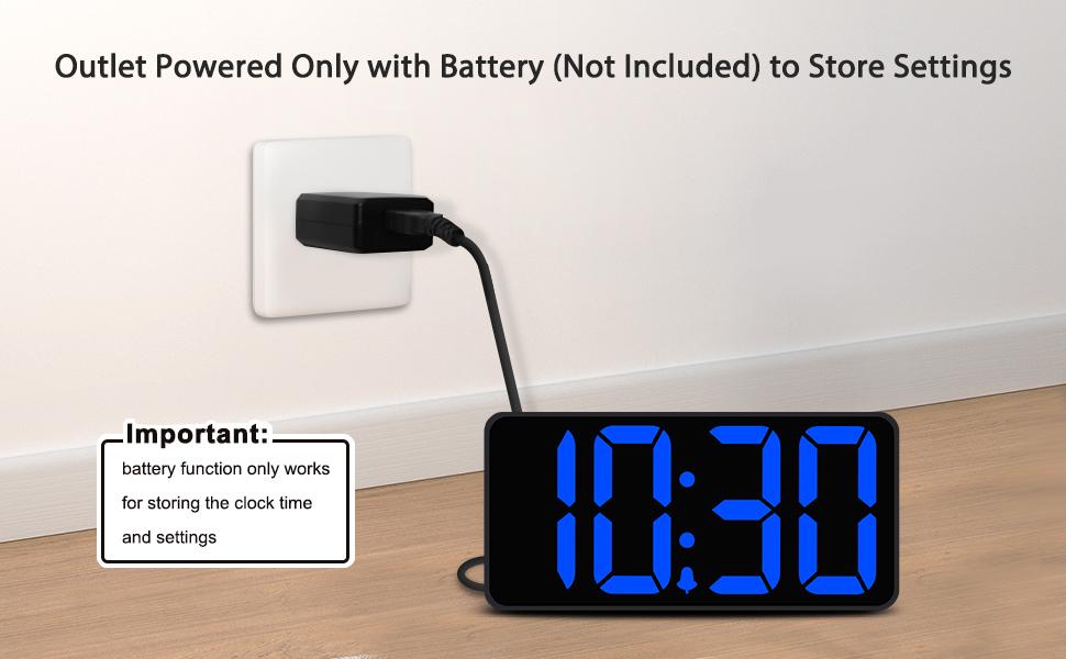 digital alarm clock outlet powered