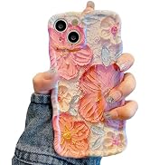 UEEBAI Flower Case for iPhone 14 Plus/15 Plus Case, Colorful Retro Oil Painting Girly Phone Cover...