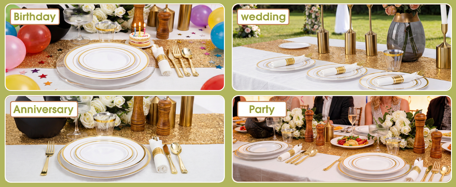 Gold Plastic Dinnerware Set