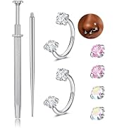 QWALIT 18g 20g Nose Stud 18g Surgical Stainless Steel Silver Gold Horseshoe Nose Ring for Women H...