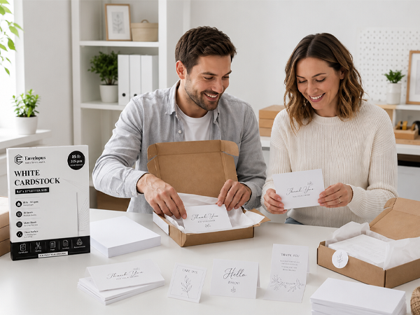 Printable white cardstock for thank-you notes and package inserts