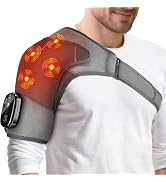 Shoulder Heating Pad with Massage, Cordless Heated Shoulder Brace Wrap Massager for Pain Relief D...