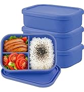 Silicone Adult Bento Box, 3 Compartment Leakproof Silicone Lunch Container, Lunch Box for Men and...