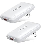 Slim Flat USB Wall Charger, Costyle 2 Pack 18W GaN Tech Fast Charge 3.0 Port Fast Charging Block ...