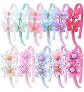 XIMA Girls Flower and Butterfly Headbands, Colorful Princess Hair Accessories for Toddlers Kids, ...