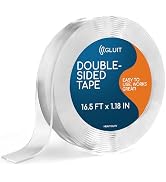 GLUIT Heavy Duty Clear Double Sided Mounting Tape, 16.5 ft, Holds 17.5 lbs | Nano Adhesive Tape f...