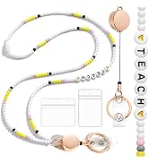 Toykee Breakaway Teacher Lanyard with ID Badges Holder - Cute Pencil Women Retractable Beaded Bre...