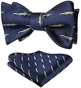 HISDERN Self Tie Bow Ties for Men Animal Fun Bowties Pocket Square Woven Silk Bowtie Handkerchief...