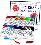 Dry Erase Markers,Shuttle Art 12 Colors 144 Bulk Pack Whiteboard Markers, Fine Point Dry Erase Ma...
