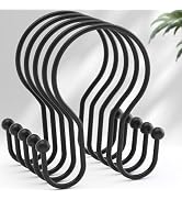 AmazerBath Shower Curtain Hooks Black Shower Curtain Rings, Simple Double Hook Shower Curtain Hoo...