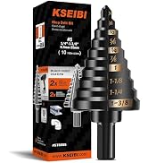 KSEIBI #5 HSS Step Drill Bit Set 1/4-1 3/8" with 3/8 Shank - Black Oxide Finish for Metal, Wood, ...