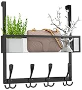 Kaiferty Over The Door Hooks Organizer,Over Door Hanger Towel Rack Mesh Basket with 12 Hooks,Back...