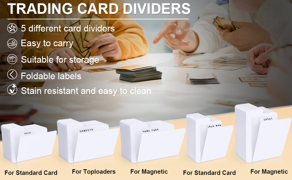 More sizes trading card dividers