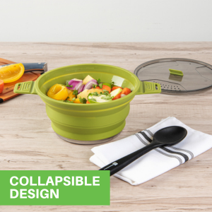 Efficiently fold down these camping pots for space-saving storage during travel.