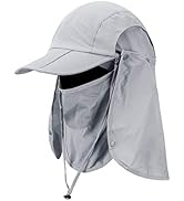 Foldable Sun Cap, Fishing Hats, UPF 50+ Protection Caps with Face Mask Neck Flap