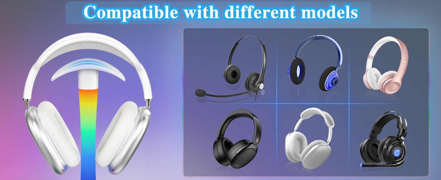 Headphone Stand with Wireless Charger & RGB Light